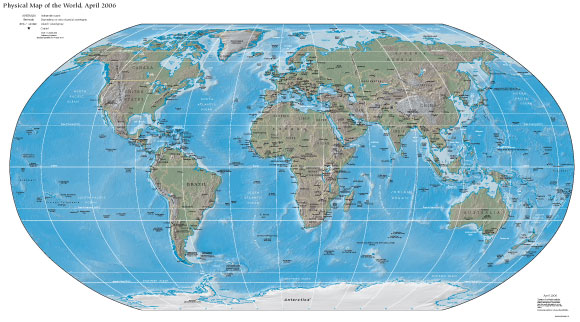 Physical Map of the World Map